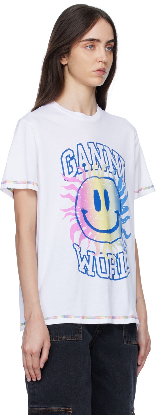 GANNI White Smiley T-Shirt GANNI