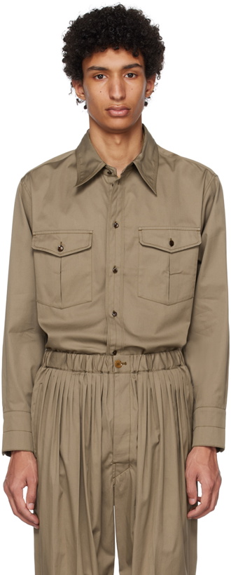 Photo: LEMAIRE Khaki Flap Pockets Shirt