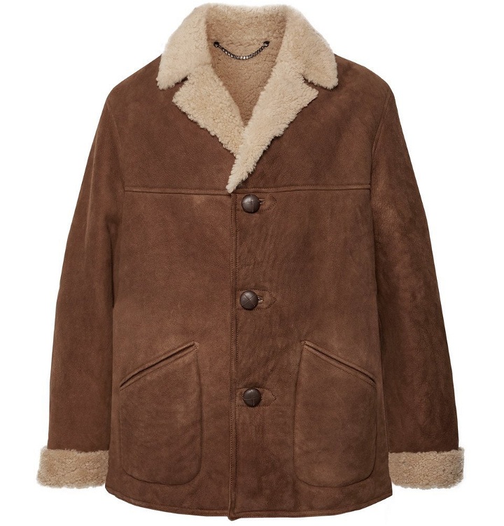 Photo: Belstaff - Leather-Trimmed Shearling Coat - Brown