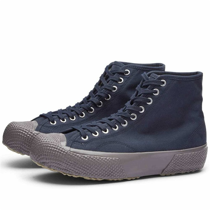 Photo: Artifact by Superga Men's 2435 Collect M51 Military Parka Jacket High Sneakers in Navy Marine/Grey