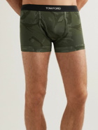 TOM FORD - Camouflage-Print Stretch-Cotton Boxer Briefs - Green