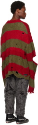 Doublet Red & Khaki Oversized Sweater