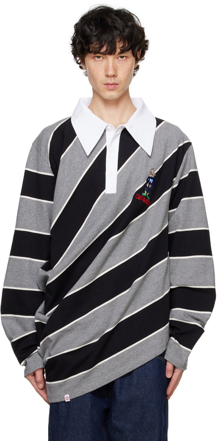 Charles Jeffrey LOVERBOY Black & Gray Topsy Turvy Polo Charles