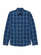 Club Monaco - Button-Down Collar Checked Indigo-Dyed Cotton Shirt Jacket - Blue