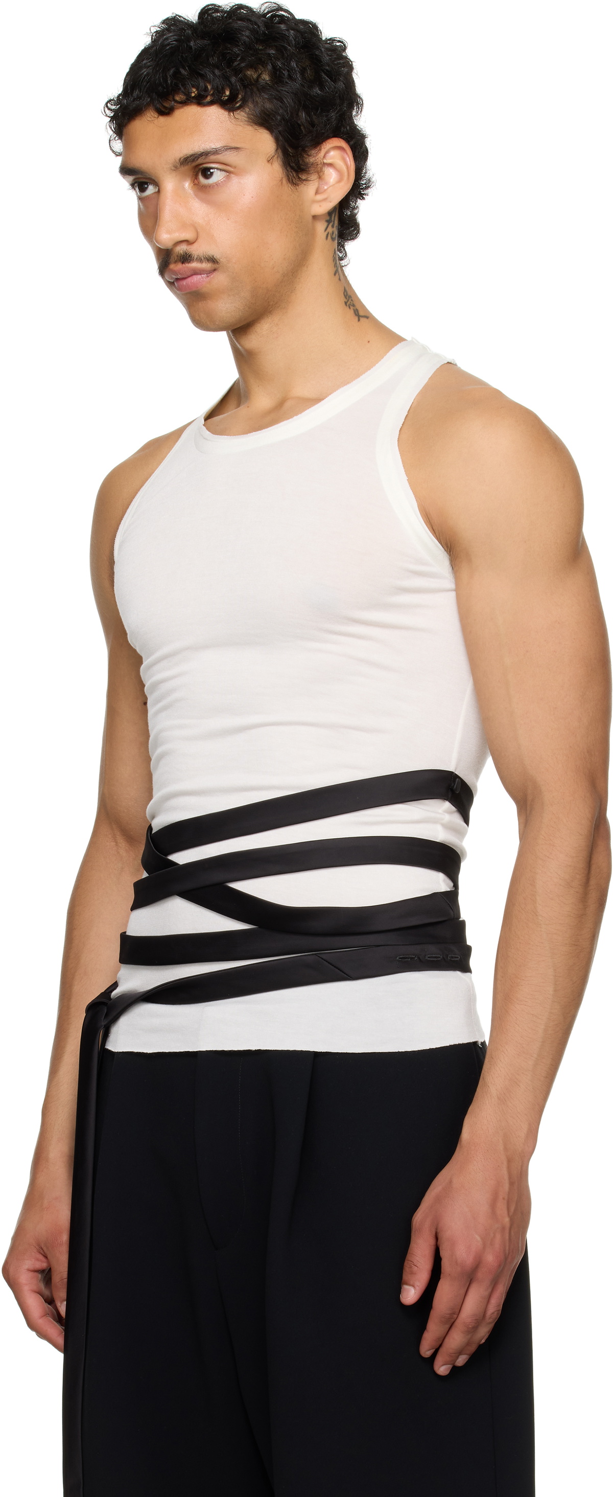 AARON ESH SSENSE Exclusive White Satin Tie Jersey Tank Top