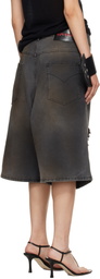 LU'U DAN Gray Kriss Kross Denim Shorts