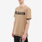 Alexander McQueen Men's Grafitti Logo T-Shirt in Beige/Mix