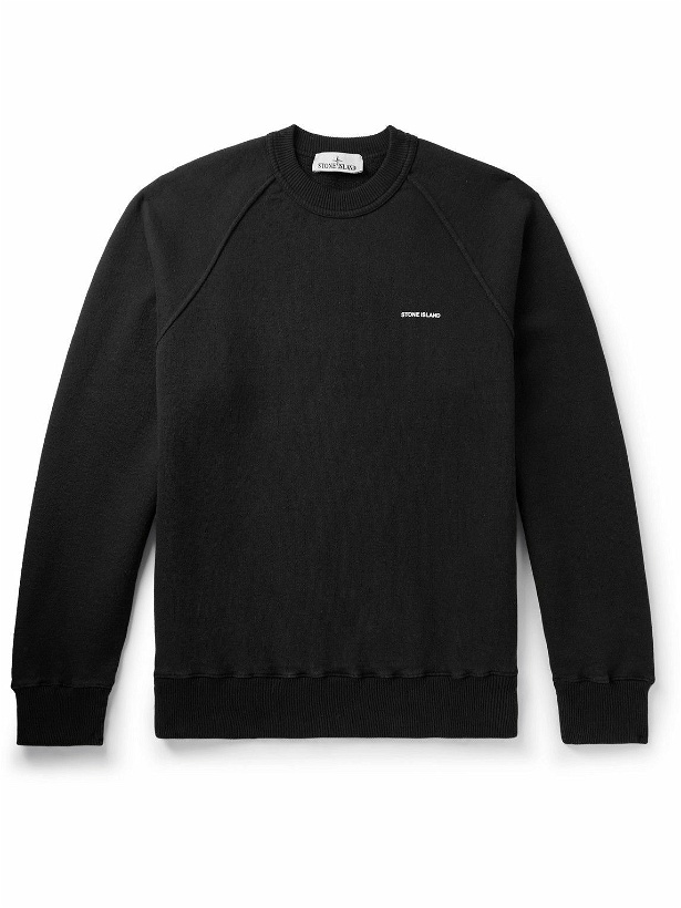 Photo: Stone Island - Logo-Appliquéd Garment-Dyed Cotton-Jersey Sweatshirt - Black
