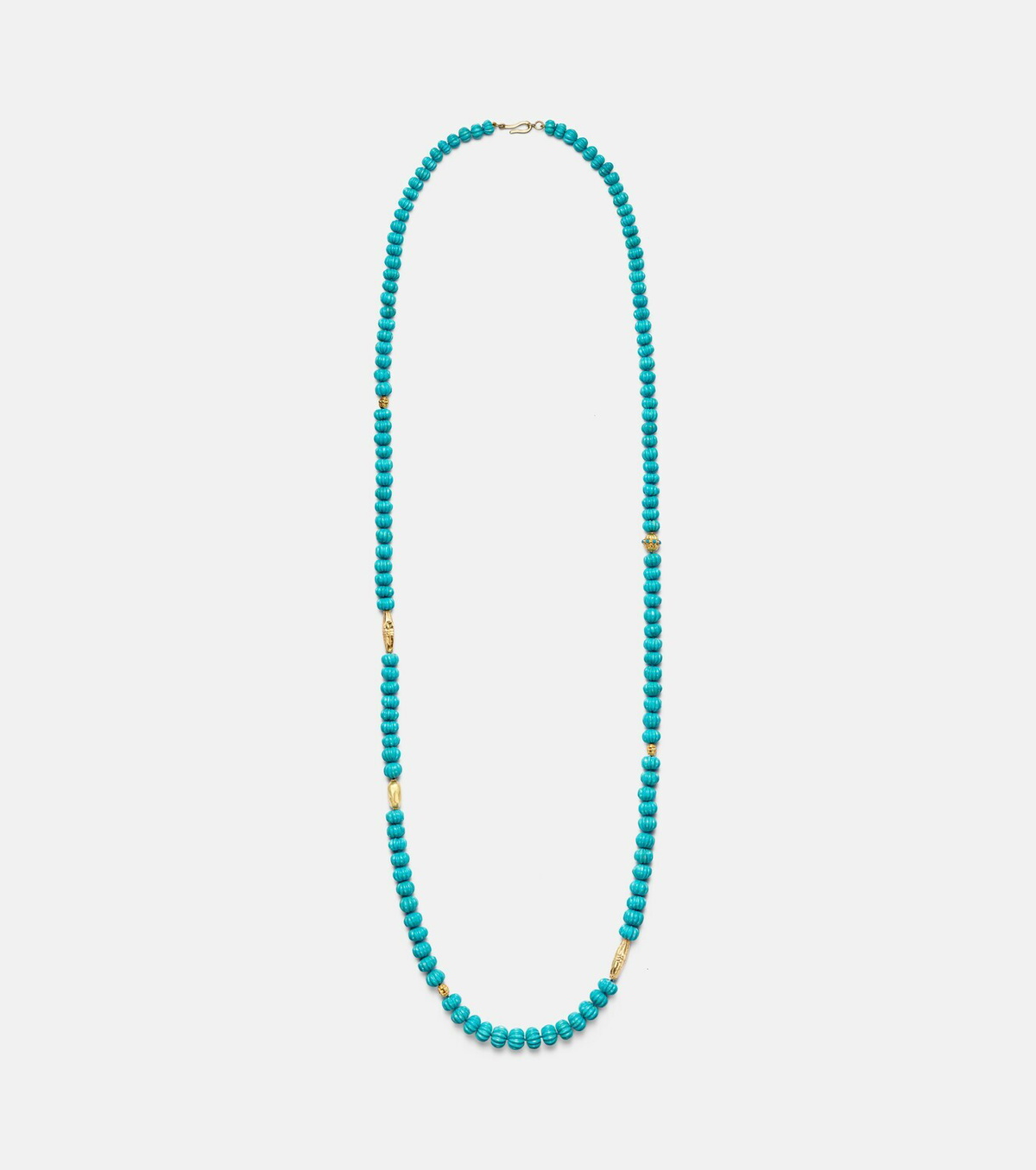 Ileana Makri Horizon 18kt and 9kt gold beaded necklace with turquoises