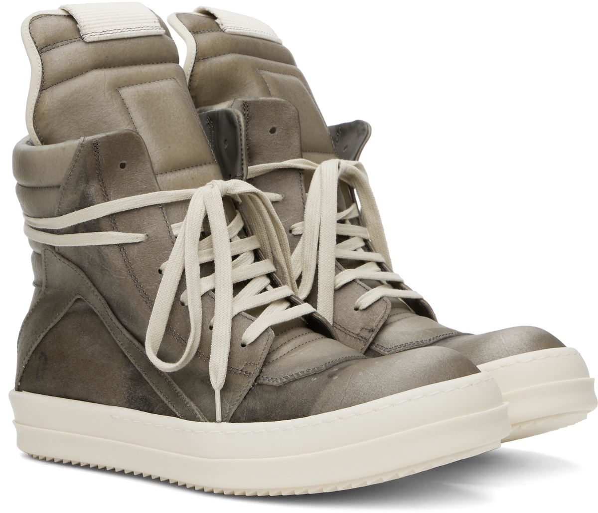 【RICK OWENS 】トープホワイト Hollywood Geobasket スニーカー Rick Owens Hollywood Mega Bumper Geobasket High Dust Milk