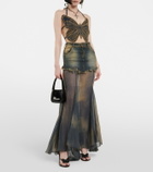 Blumarine Embellished denim crop top