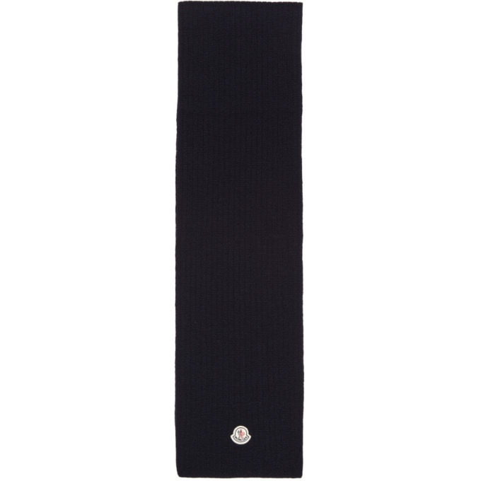 Photo: Moncler Navy Wool Ribbed Scarf