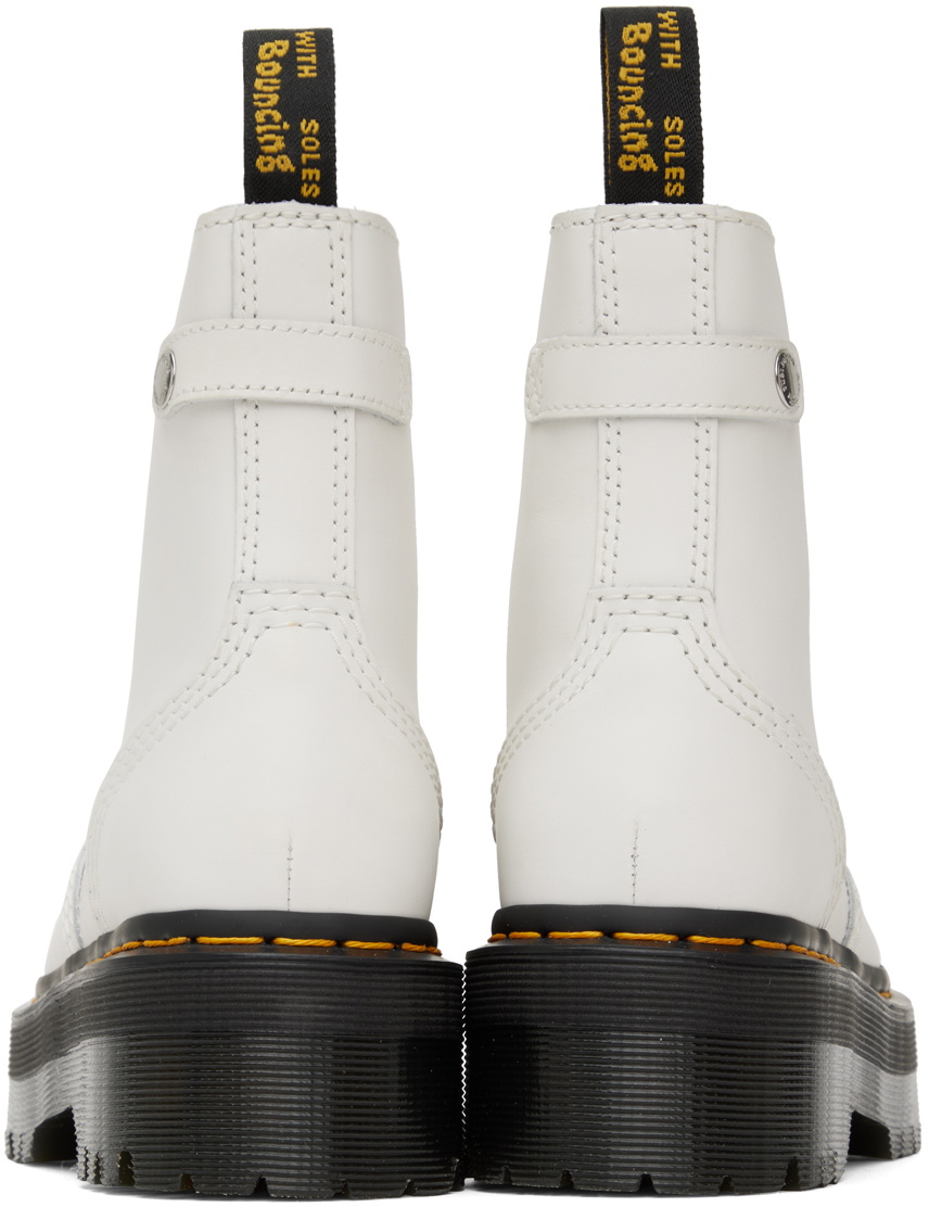 Bottes Dr Martens Jetta - Blanc Sedal, Cuir Classique, Talon Bas, Neuves Avec Emballage
