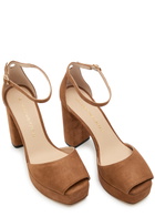 Stuart Weitzman Sabrina 110 Suede Platform Sandals Tan