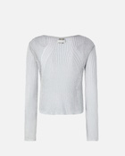 Pinko Metallic Transparent Sweater With Wide Neckline Pearl Grey