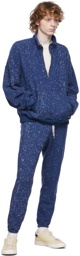 John Elliott Blue Spec Wool Half-Zip Sweater