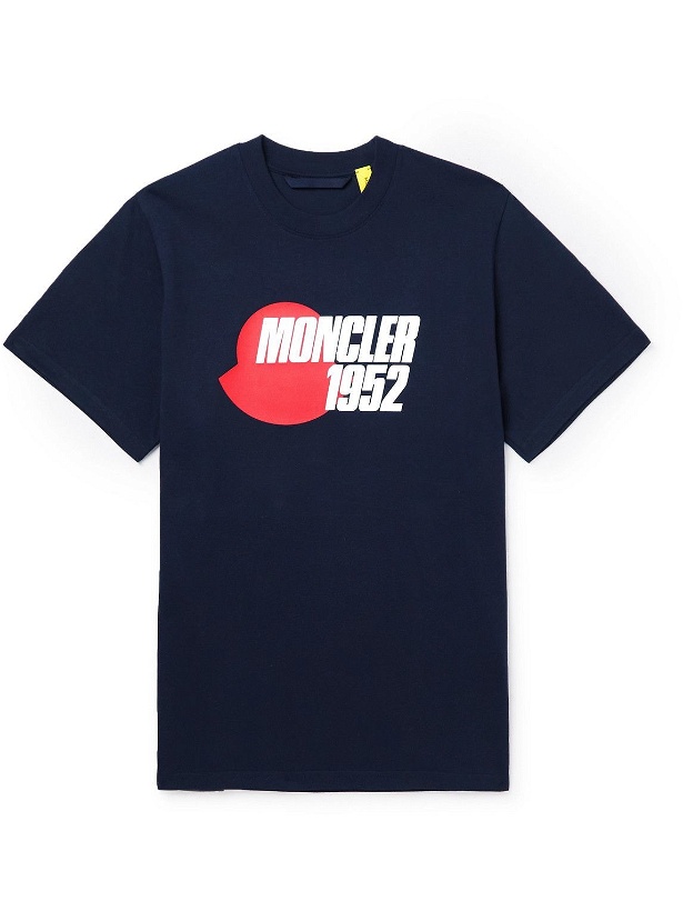 Photo: Moncler Genius - 2 Moncler 1952 Logo-Print Cotton-Jersey T-Shirt - Blue