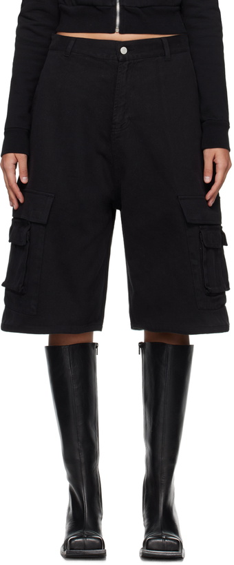 Photo: ABRA Black Six-Pocket Denim Cargo Shorts