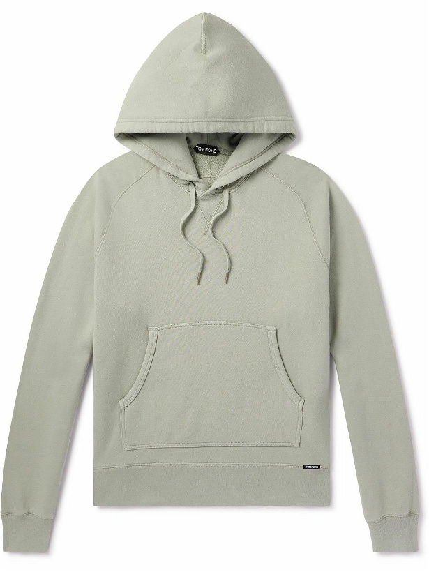 Photo: TOM FORD - Garment-Dyed Cotton-Jersey Hoodie - Green