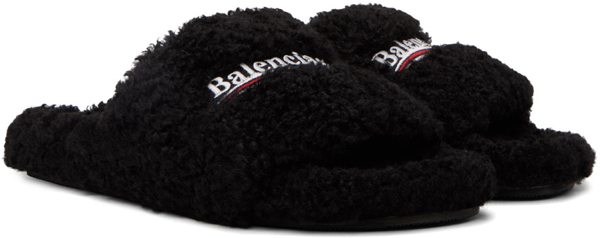 Balenciaga Black Furry Slides