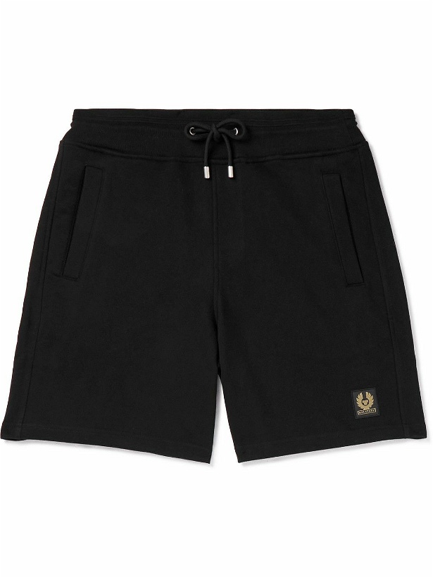 Photo: Belstaff - Straight-Leg Logo-Appliquéd Cotton-Jersey Shorts - Black