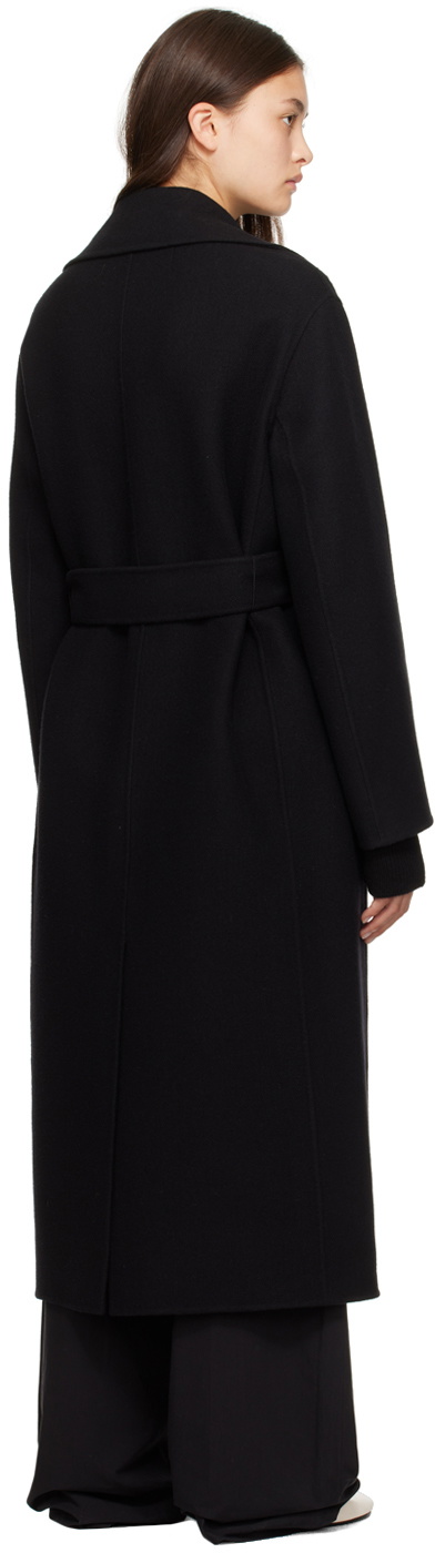 Black Malika belted wool-blend coat, The Row