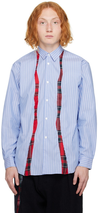 Photo: Comme des Garçons Shirt Blue Striped Shirt