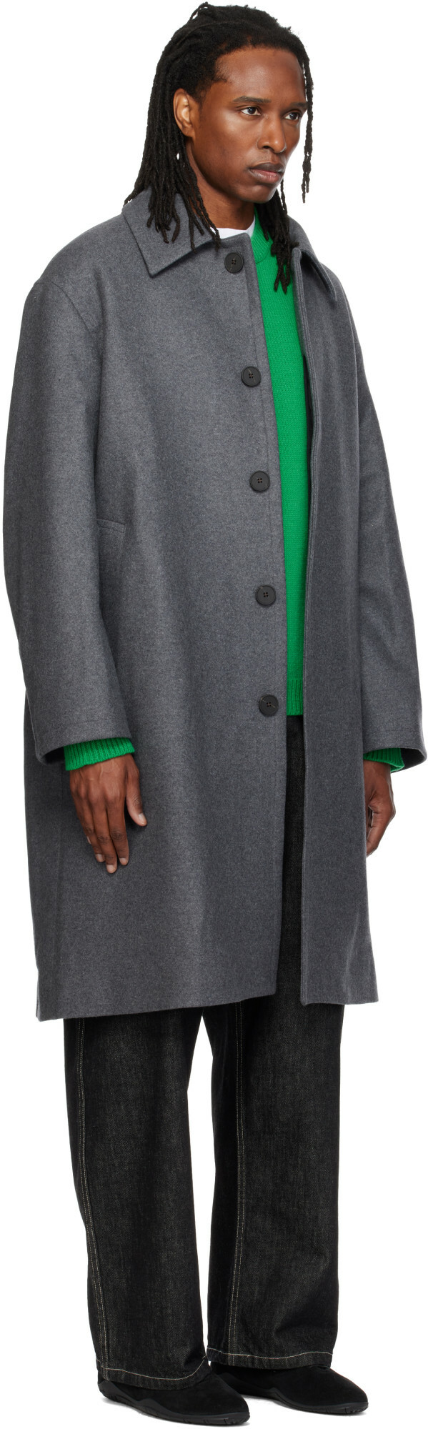 Studio Nicholson Gray Wool Overcoat