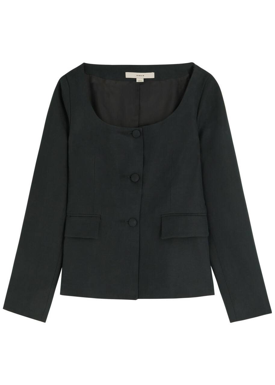 Remain BY Birger Christensen Open Neck Fitted Woven Jacket Black