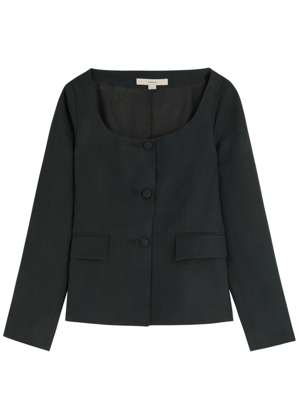 Photo: Remain BY Birger Christensen Open Neck Fitted Woven Jacket Black