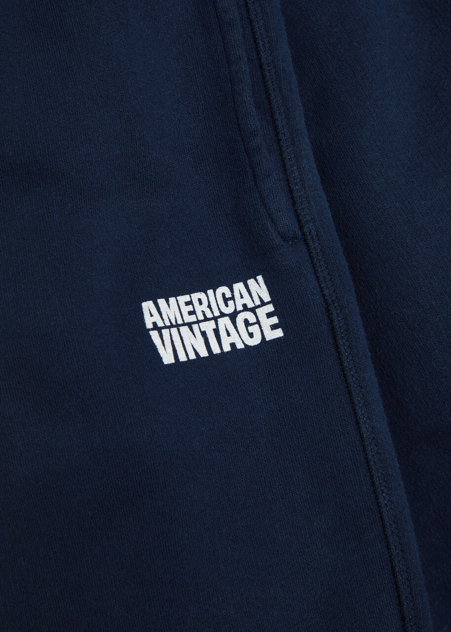 American Vintage Plizzy Logo-print Cotton Sweatpants Navy
