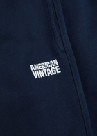 American Vintage Plizzy Logo-print Cotton Sweatpants Navy