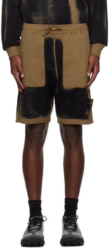Photo: Stone Island Black & Taupe Patch Shorts