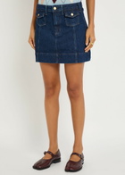 Paige Jannelle Panelled Stretch-denim Mini Skirt Blue