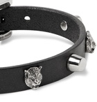 Gucci - Studded Leather and Silver-Tone Bracelet - Men - Black