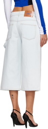 Off-White Blue Wide Crop Denim Shorts