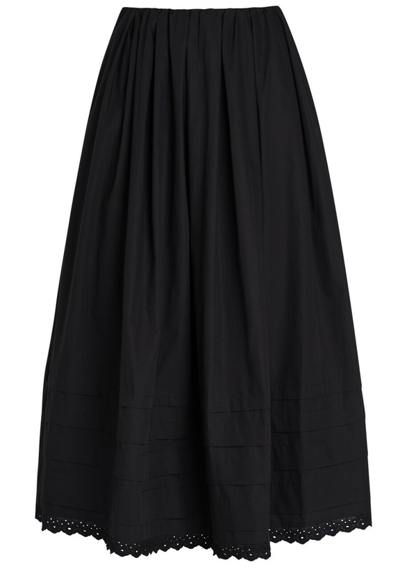 Photo: Faithfull The Brand Ruth Broderie-anglaise Cotton Midi Skirt Black