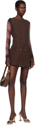Marine Serre Brown Moon Airbrushed Leather Eclips Mini Bag