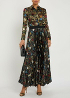 Alice + Olivia Katzz Floral-print Satin Maxi Skirt Black