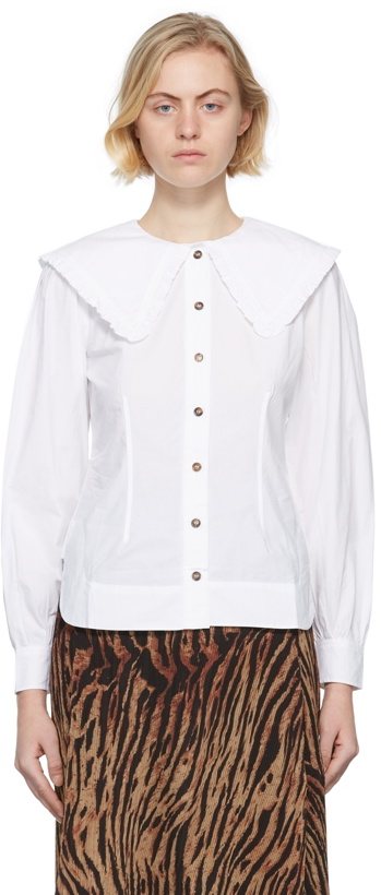 Photo: GANNI White Balloon Sleeve Shirt