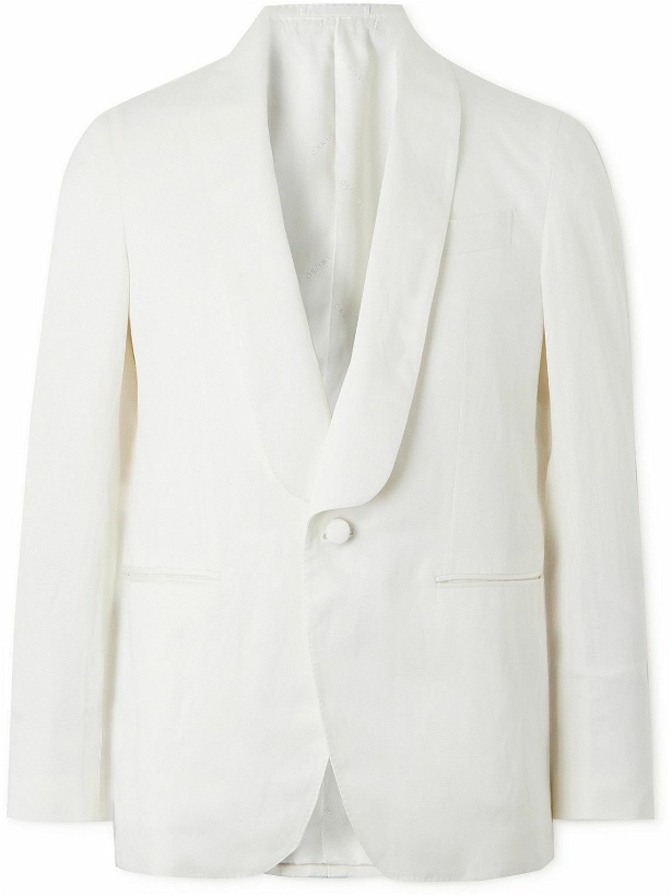 Photo: Caruso - Shawl-Collar Silk and Linen-Blend Tuxedo Jacket - White