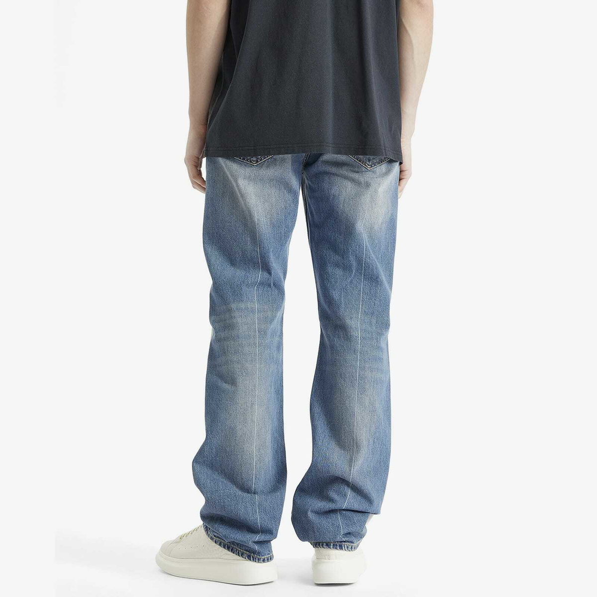 Alexander McQueen Men's Straight Leg Denim Jeans in Blue Washed
