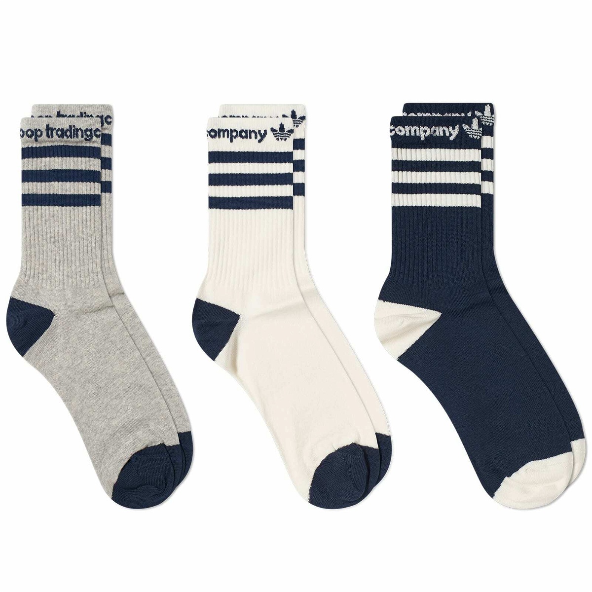 Photo: Adidas Men's x Pop Sock - 3 Pack in Grey/Heather/White