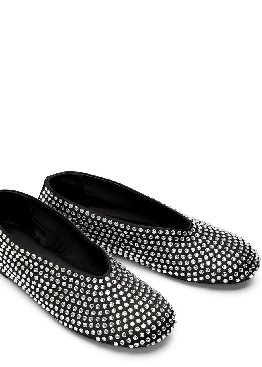 フラットシューズ KHAITE Woman Ballet flats Black F4038790 830 Marcy Flat in Black Mesh with Crystals – KHAITE