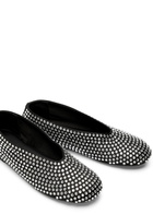 Khaite Marcy Crystal-embellished Satin Ballet Flats Black