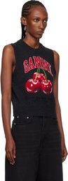 GANNI Gray Graphic Wool Sweater Vest