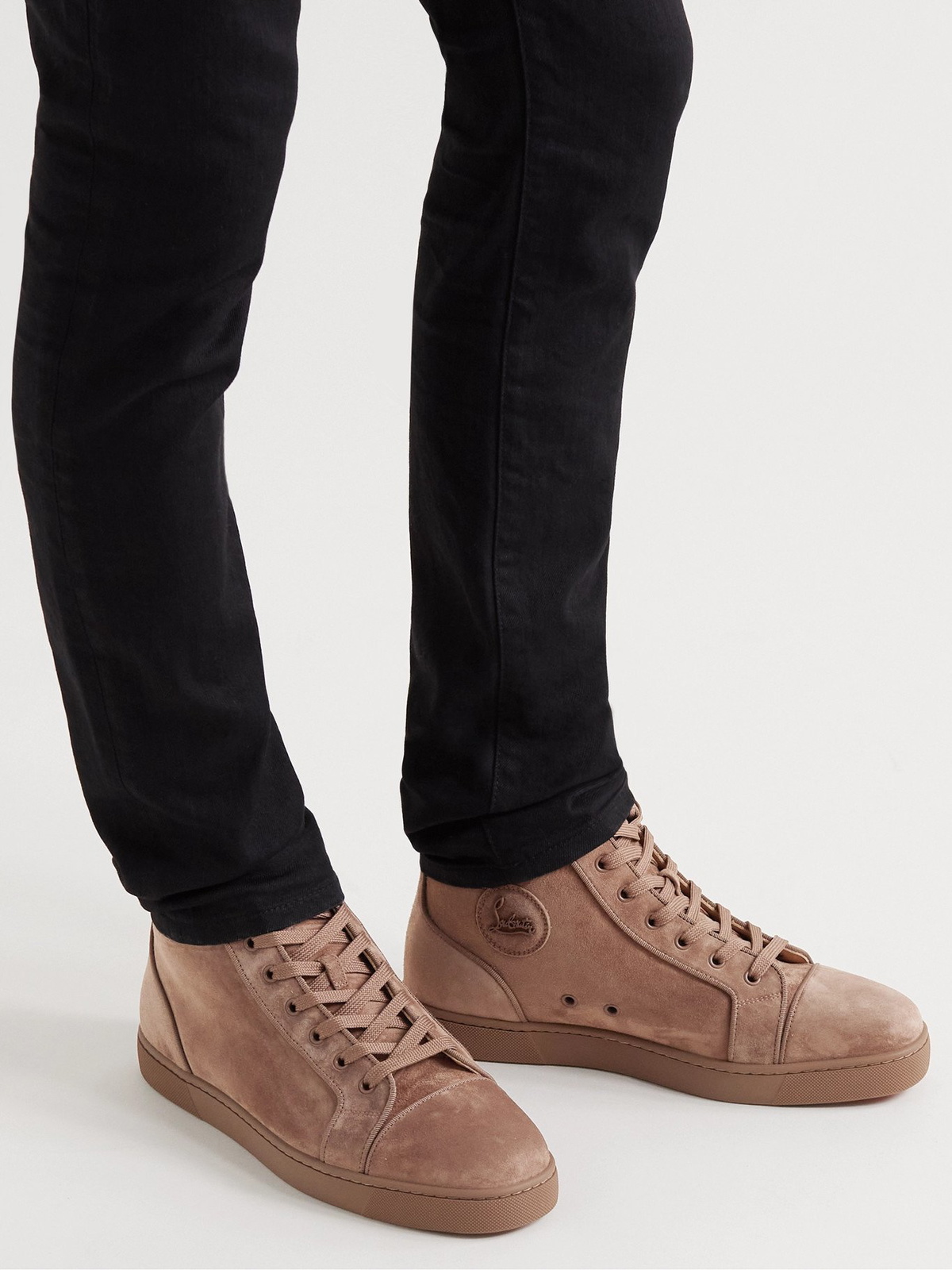 Christian Louboutin - Louis Orlato Grosgrain-Trimmed Suede High-Top  Sneakers - Brown Christian Louboutin