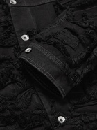 Rick Owens - Slim-Fit Frayed Distressed Denim Jacket - Black