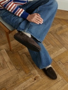 CELINE - Logo-Appliquéd Suede Loafers - Brown