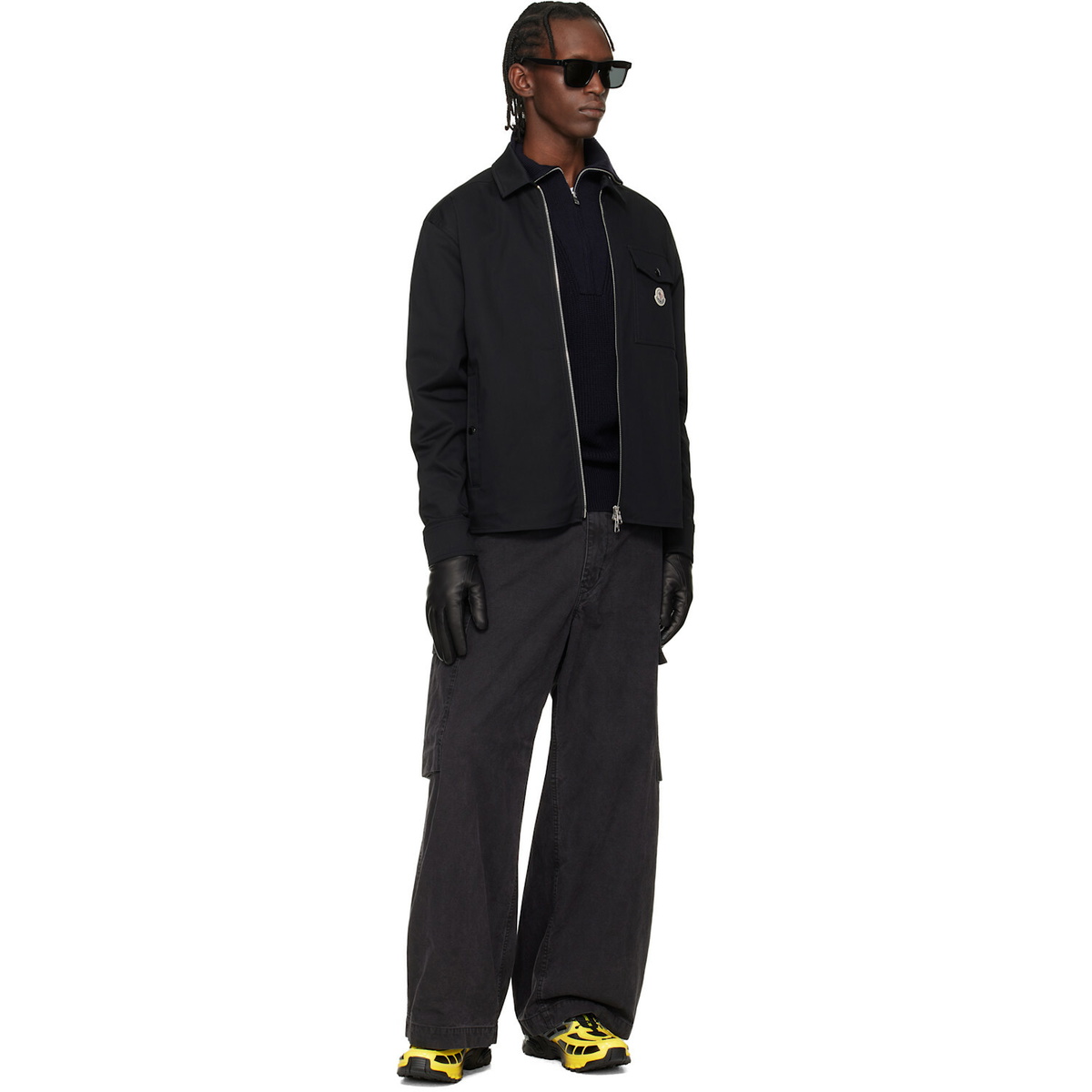 Moncler Black Cotton Blend Gabardine Shirt Jacket